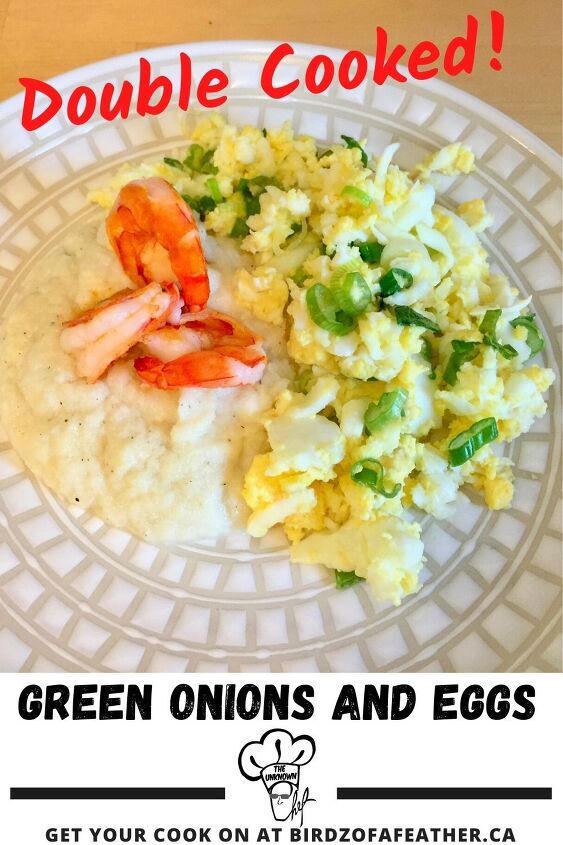 double cooked spring onions and eggs