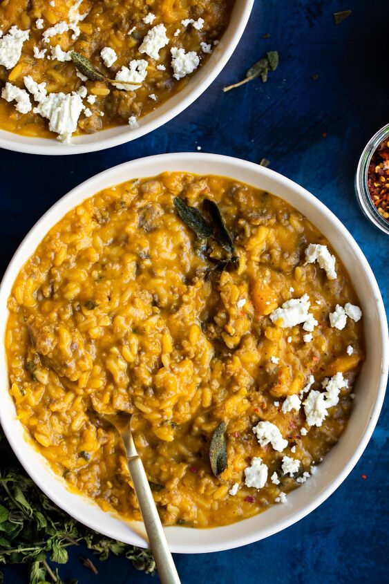 creamy butternut squash orzo with sausage, This one pot recipe is perfect for a cold night