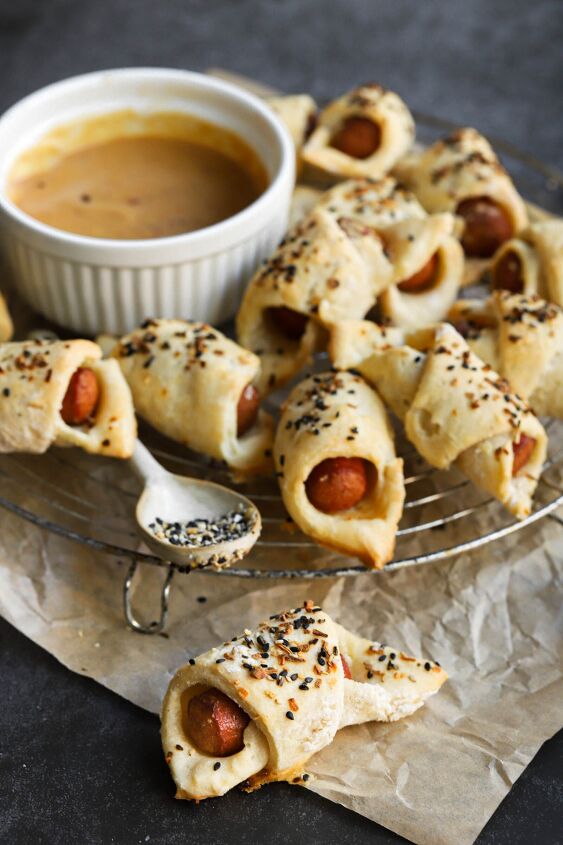 gluten free pigs in a blanket, Served with a Spicy Honey Mustard Sauce for the perfect bite
