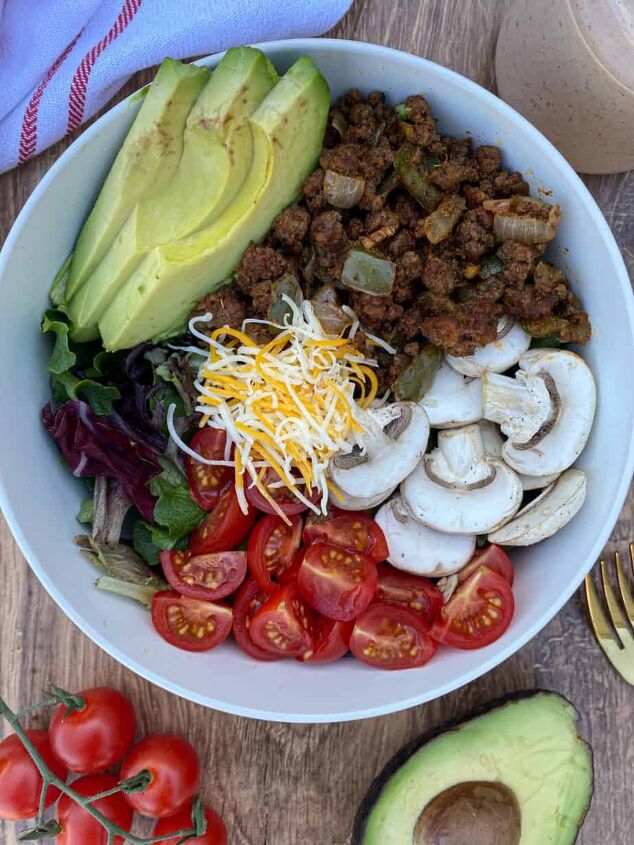 low carb taco salad with salsa ranch dressing happy honey kitchen