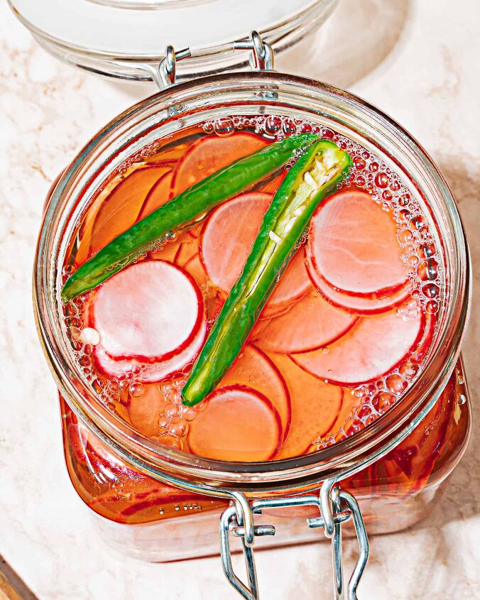 easy pickled radishes with serrano peppers