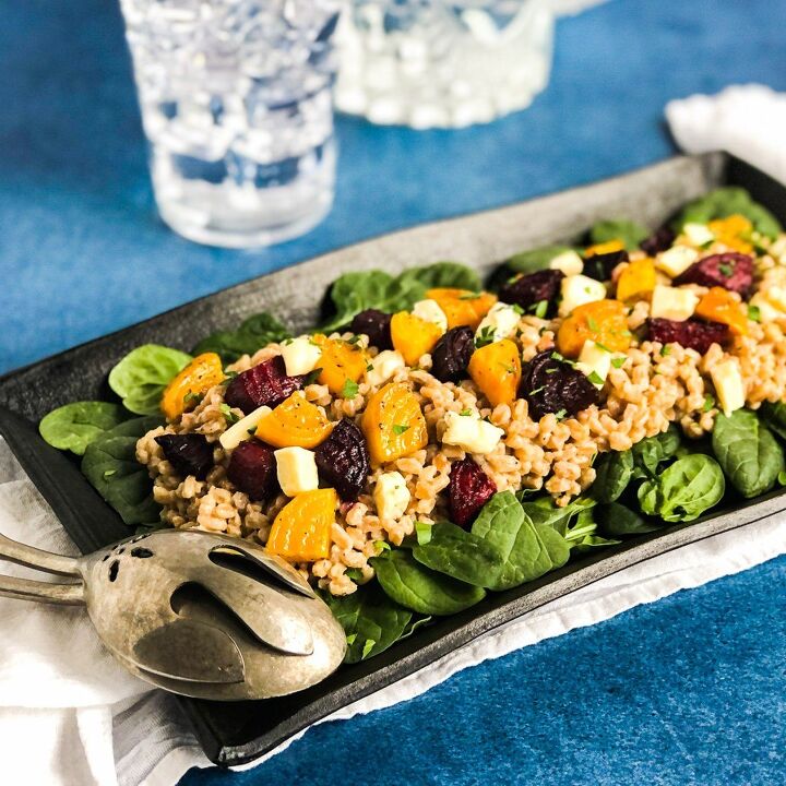 farro salad with roasted beets