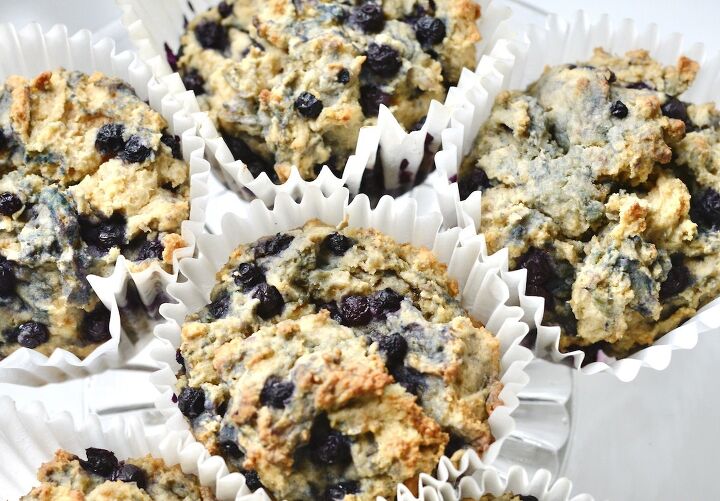 these gluten free sourdough blueberry muffins are so delicious and eas