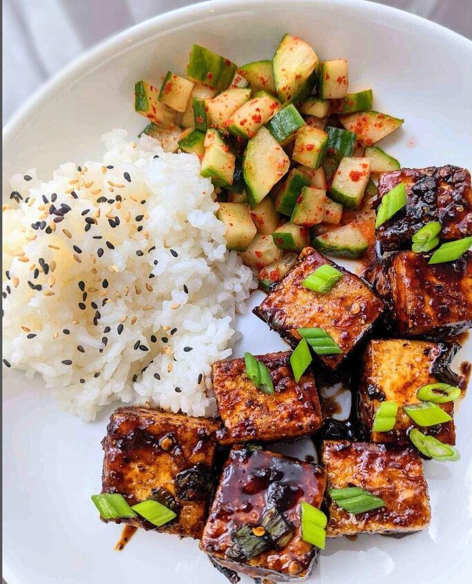 sticky soy maple tofu