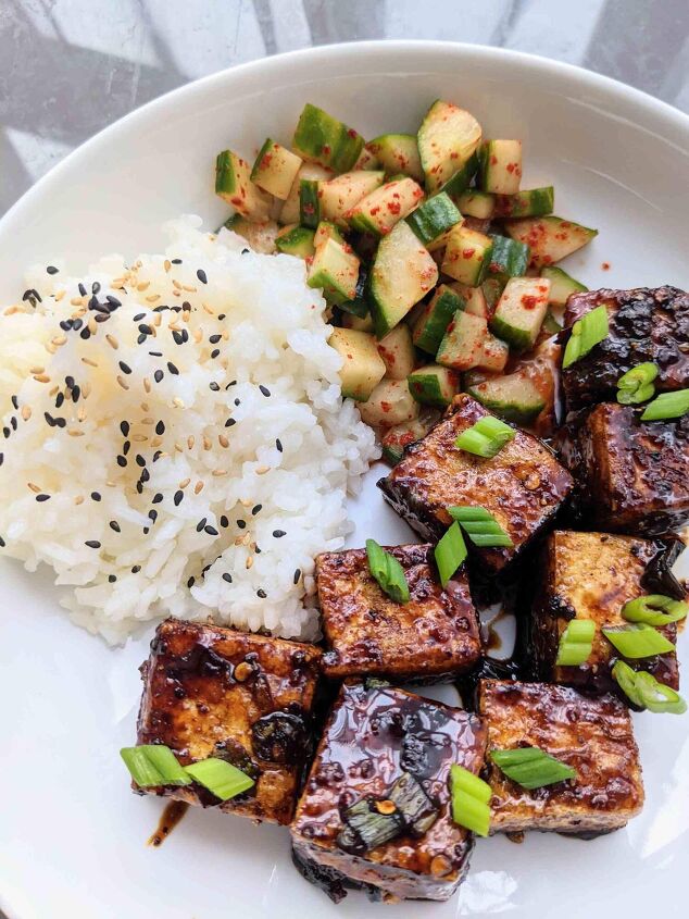 sticky soy maple tofu