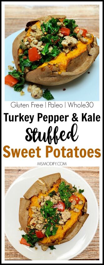 turkey pepper kale stuffed sweet potatoes