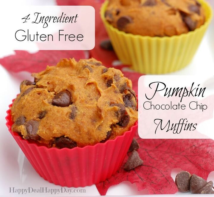 4 ingredient gluten free pumpkin chocolate chip muffins