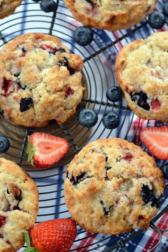 red white and blueberry biscuit shortcake