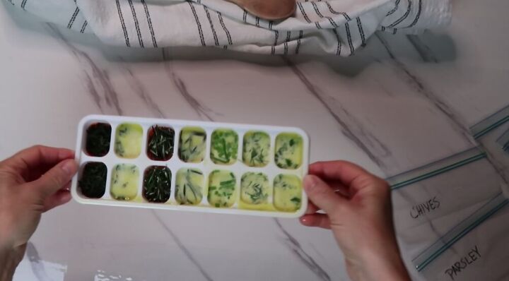 genius ice cube tray hacks, Herbs in olive oil