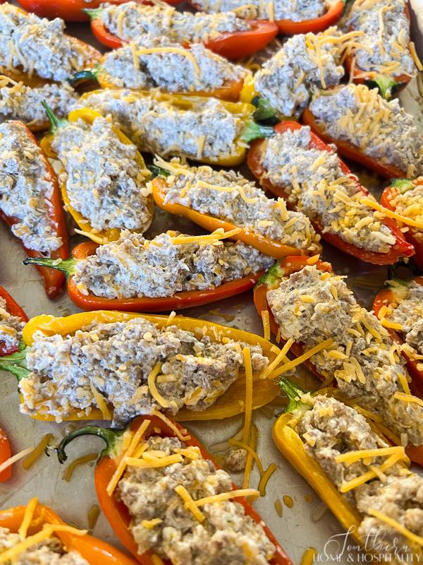 sausage stuffed sweet mini peppers