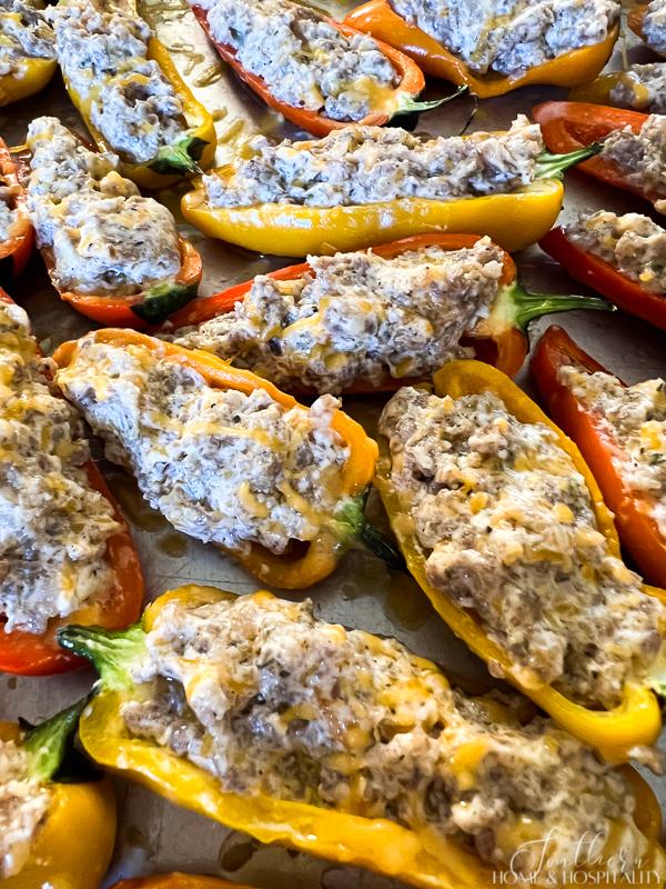 sausage stuffed sweet mini peppers