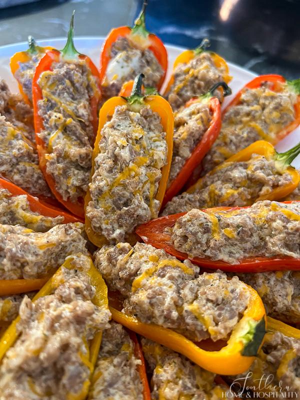 sausage stuffed sweet mini peppers