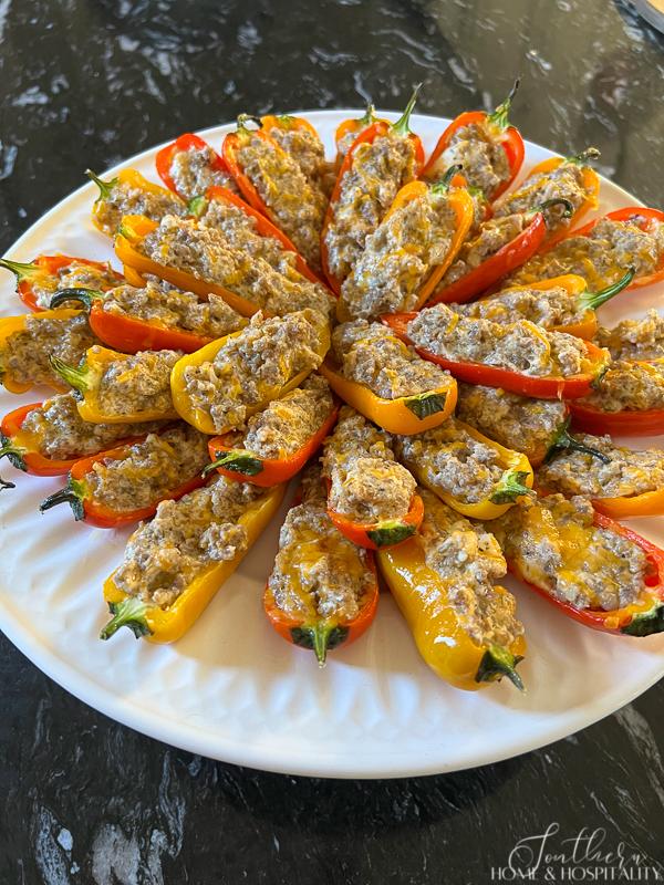 sausage stuffed sweet mini peppers