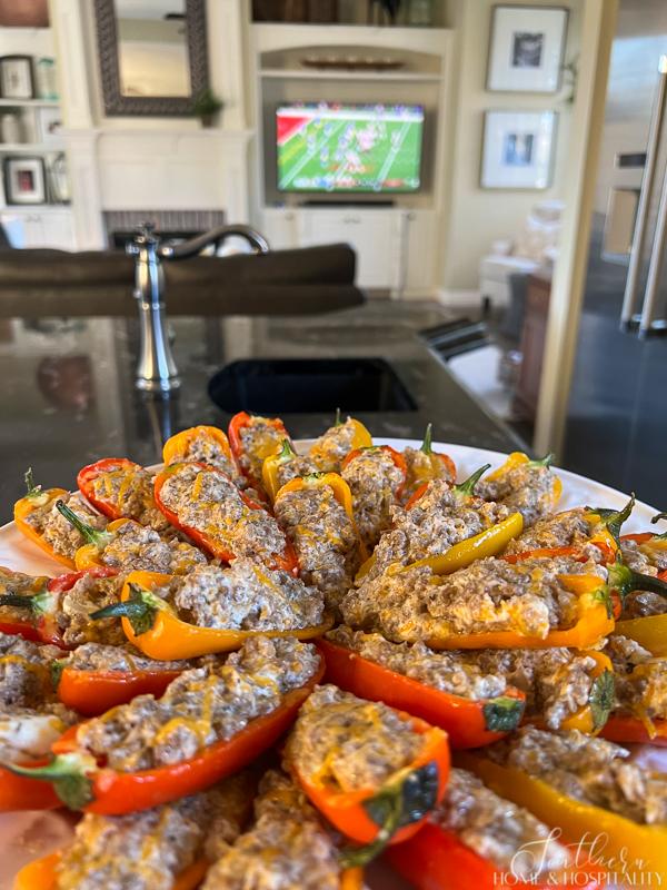 sausage stuffed sweet mini peppers