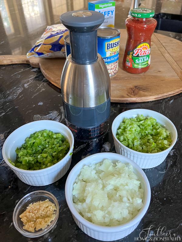 new years recipe black eyed pea dip, My favorite way to chop vegetables fast is with this kind of chopper You can see it here