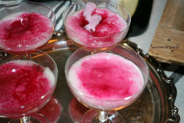 rock candy champagne cocktail, cotton candy champagne cocktails