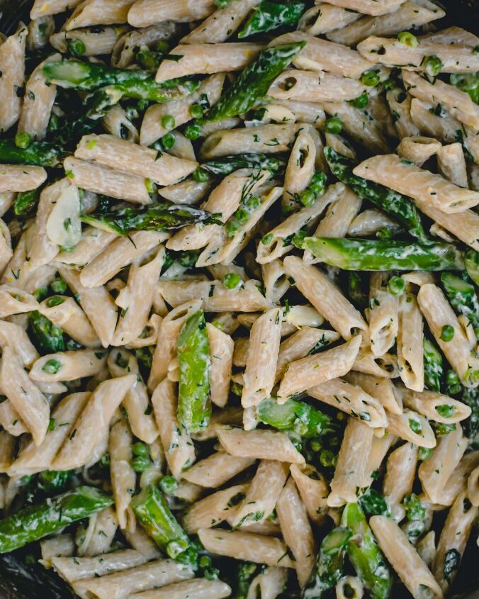 pasta primavera with asparagus and peas