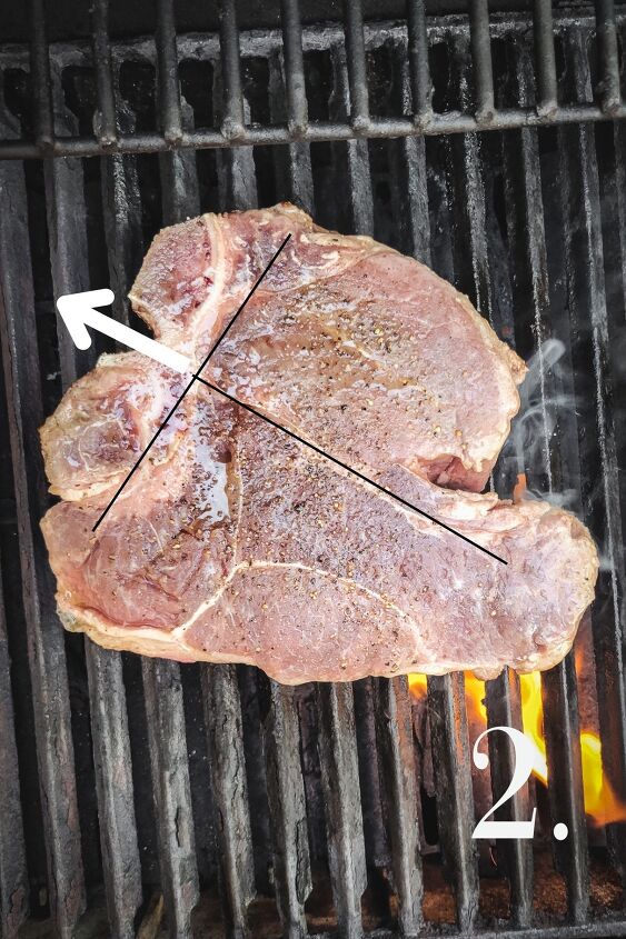 how to make perfect t bone steaks on the grill, Give it a quarter turn 90 degrees and let it sear another 2 3 minutes