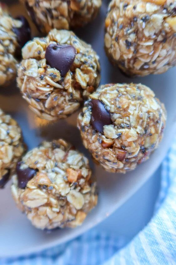 Close up of peanut butter oatmeal balls