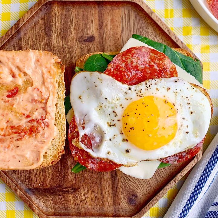 crispy salami breakfast sandwich