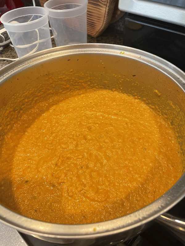 easy carrot bisque soup recipe, pureed carrot soup Karins Kottage