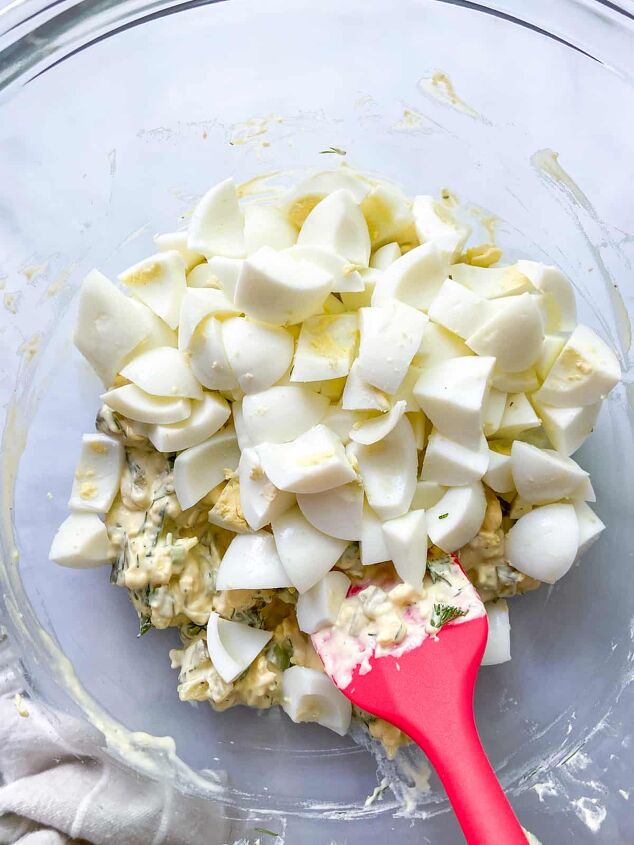 easy egg salad with pickles, Add the chopped egg whites