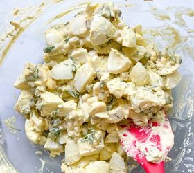 easy egg salad with pickles, Mix until combined