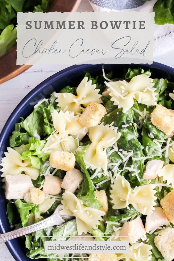summer bowtie chicken caesar salad