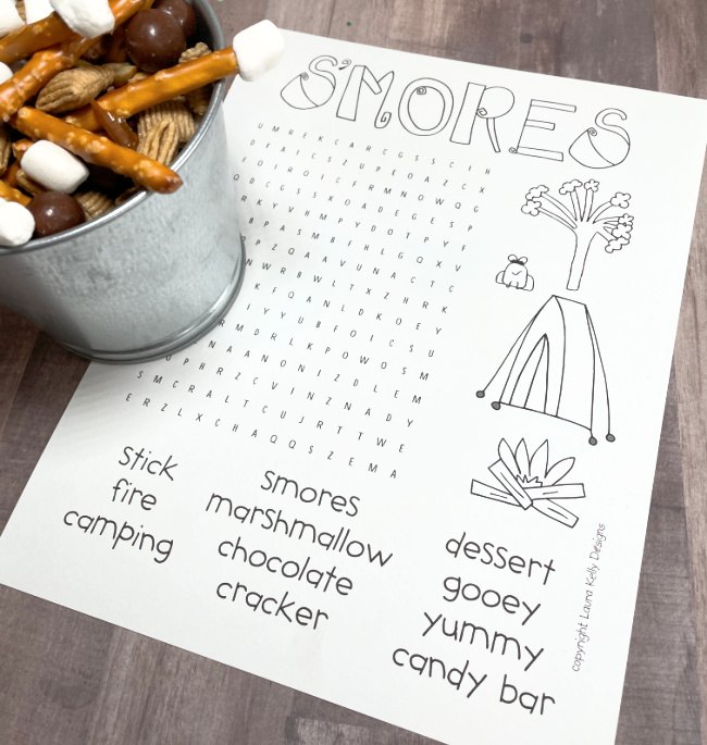 how to make smores trail mix with printable tag