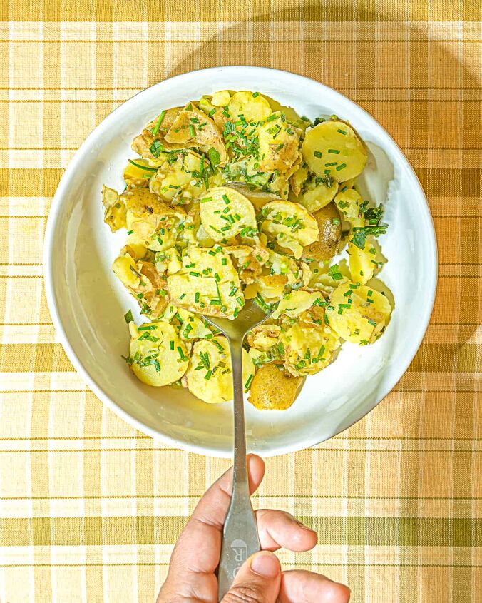 warm potato salad with spruce vinegar