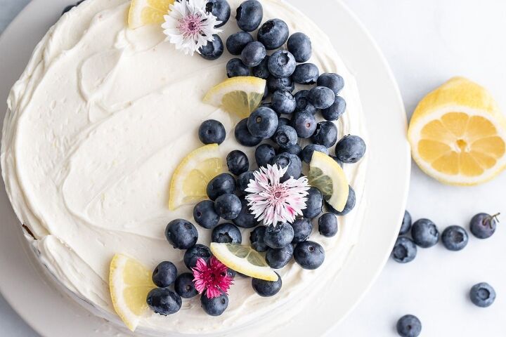lemon cornmeal cake with blueberries
