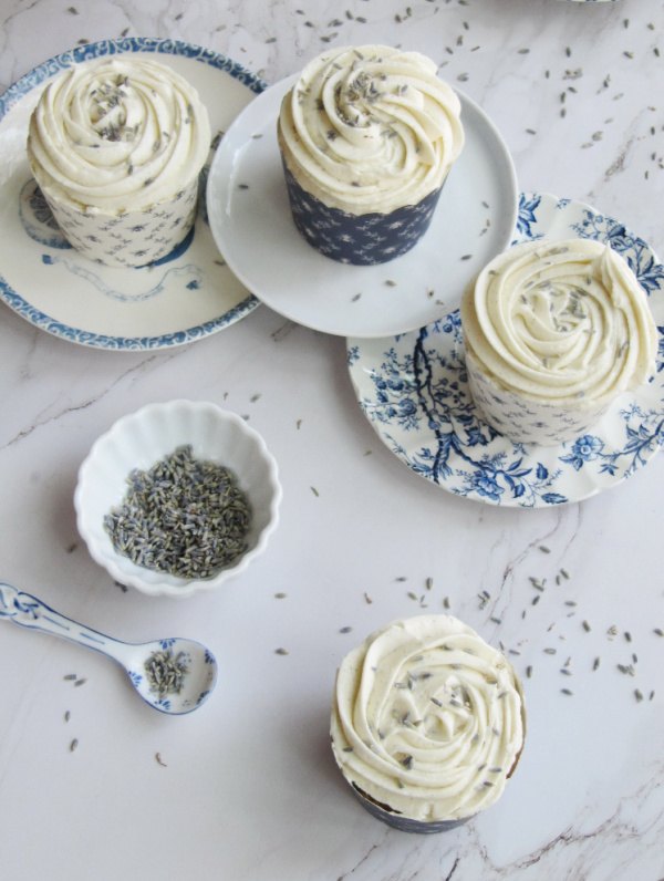 lavender cupcakes with marshmallow buttercream frosting