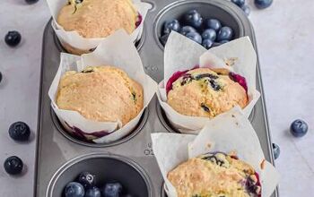 Bakery Style Sourdough Blueberry Muffins