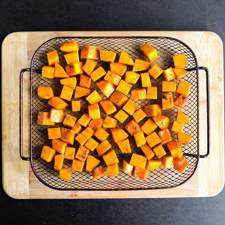 air fryer butternut squash savory or sweet, Pour into the air fryer basket