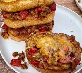 homemade sloppy joes on texas toast happy honey kitchen, Open faced sloppy joes with cheese and a stacked sandwich on Texas toast
