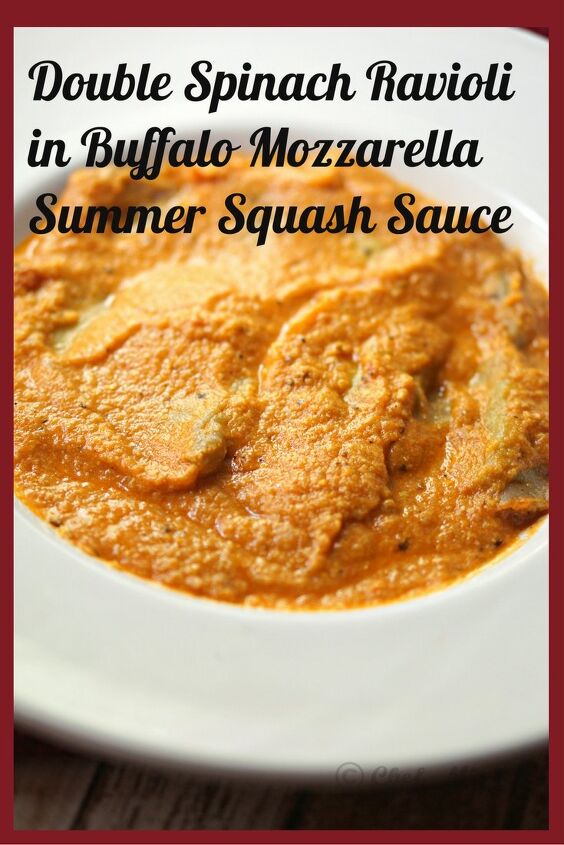 double spinach ravioli in buffalo mozzarella summer squash sauce
