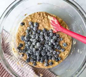 banana blueberry oatmeal muffins, Stir the muffin batter together