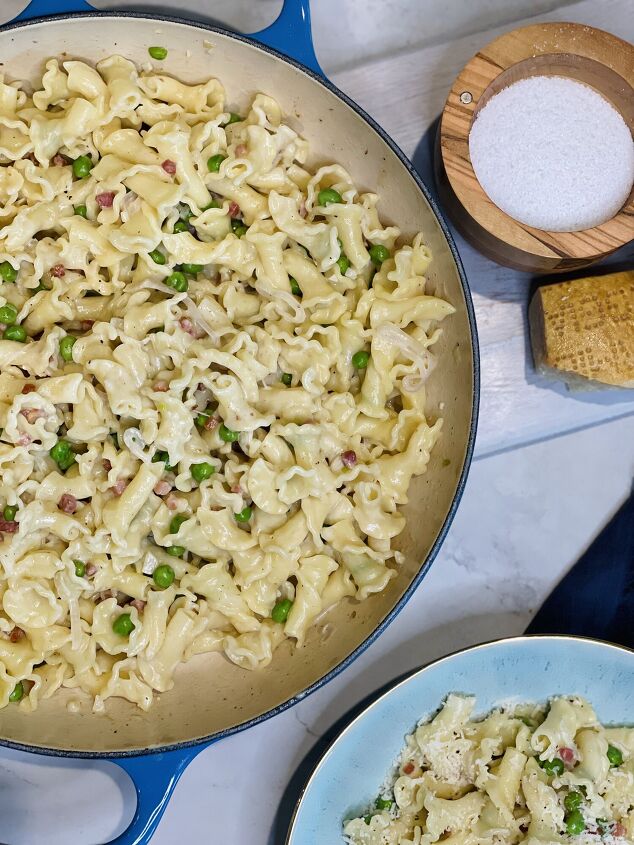 peas and pancetta campanelle pasta
