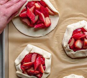strawberry rhubarb tartlets, Fold the pie dough onto the fruit