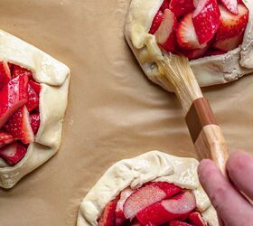strawberry rhubarb tartlets, Brush the top of the pastry with egg wash