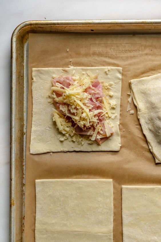 puff pastry ham and cheese turnovers, Add more cheese on top of the ham