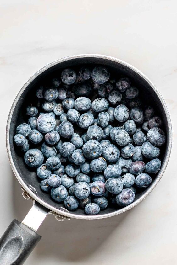 easy blueberry glaze for desserts, Add fresh or frozen blueberries to a small saucepan