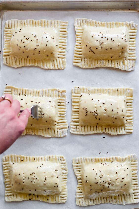 reuben hand pies, Add caraway and poke with a fork