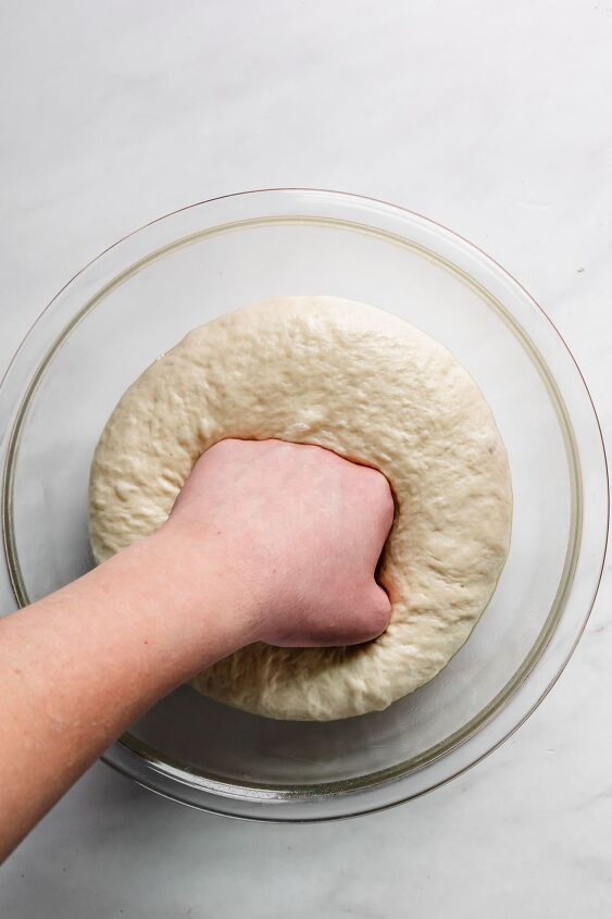 bialy bagels with everything seasoning, Punch down the dough