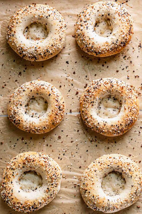 bialy bagels with everything seasoning, Bake until slightly golden