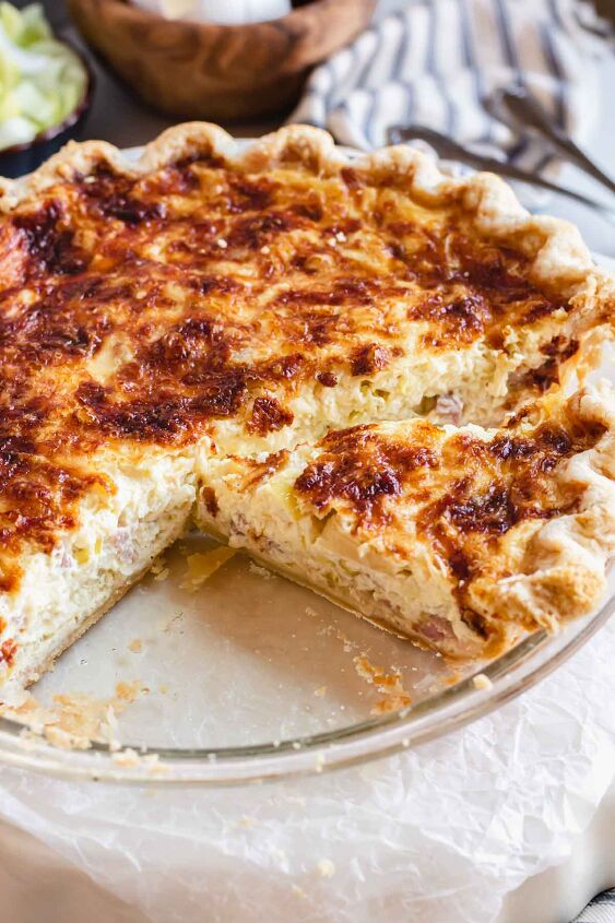 ham and swiss quiche with frozen or homemade crust
