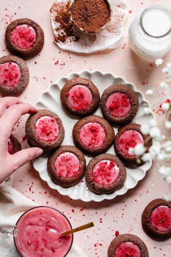 strawberry chocolate thumbprint cookies