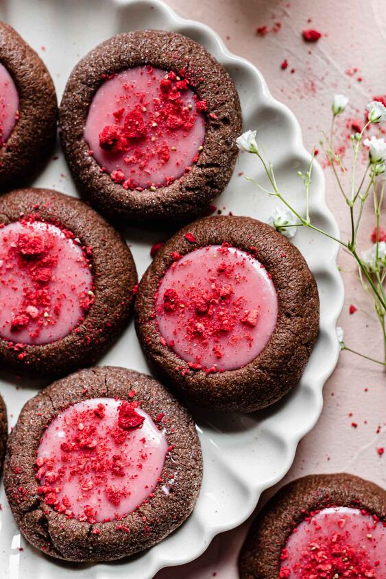 strawberry chocolate thumbprint cookies