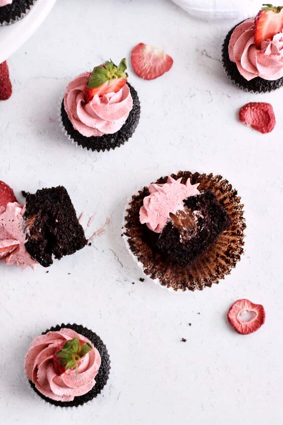 double chocolate strawberry cupcakes