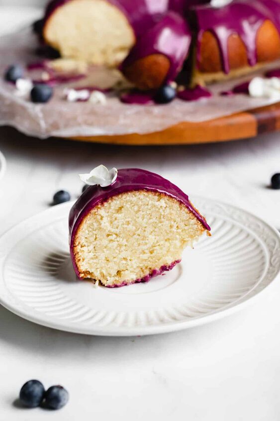 lemon ricotta cake with blueberry glaze